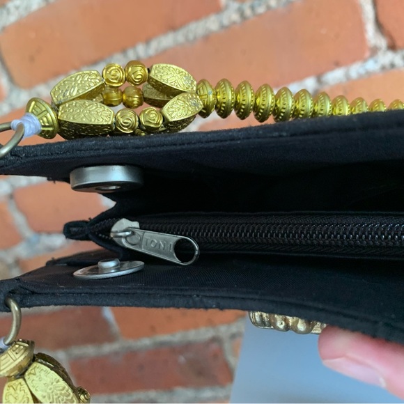 TONI Vintage Purse Black Cloth with Medallion - Picture 9 of 9